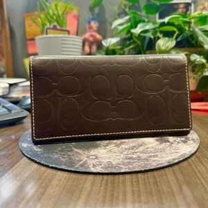 COACH Vintage Signature Monogram Leather Checkbook Cover